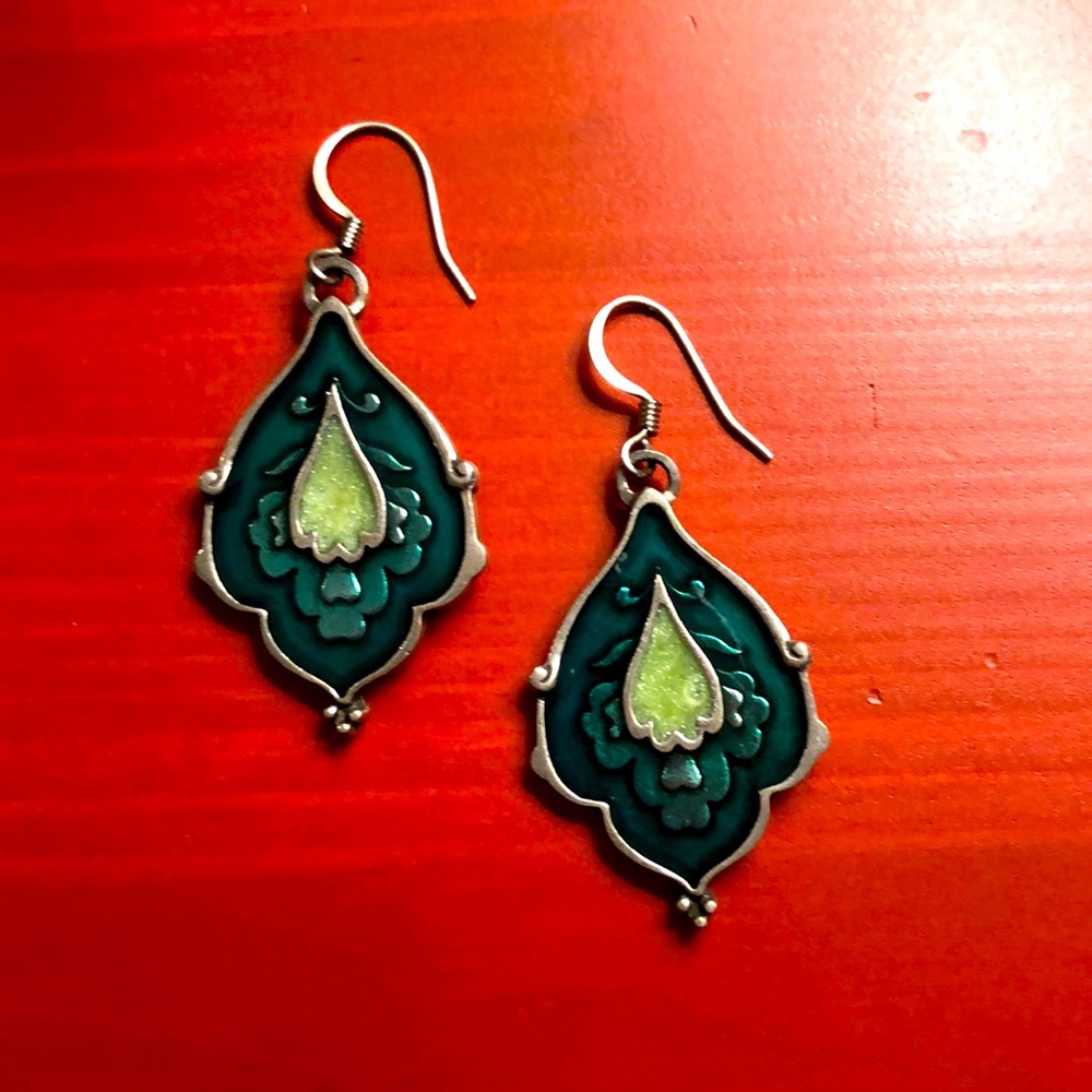 Danforth Pewter Teal Sari Earrings